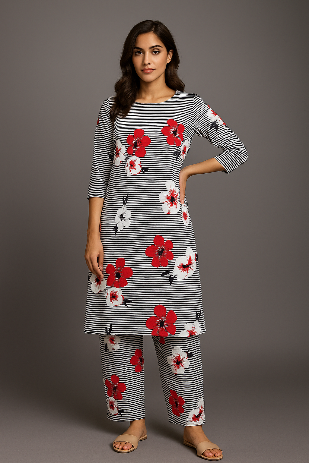 Floral Fire 2 pcs Unstitched Suit