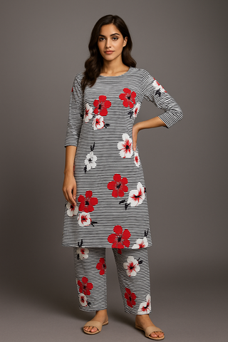 Floral Fire 2 pcs Unstitched Suit
